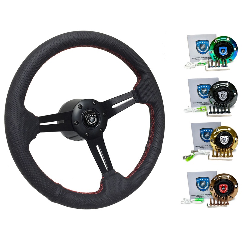 1984-90 BMW 325i Steering Wheel Kit | Perforated Black Leather | ST3586RED