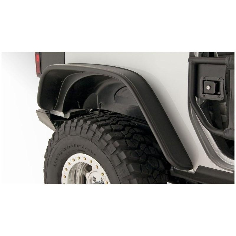 Bushwacker 07-18 Jeep Wrangler Flat Style Flares 2pc Fits 2-Door Sport Utility Only – Black