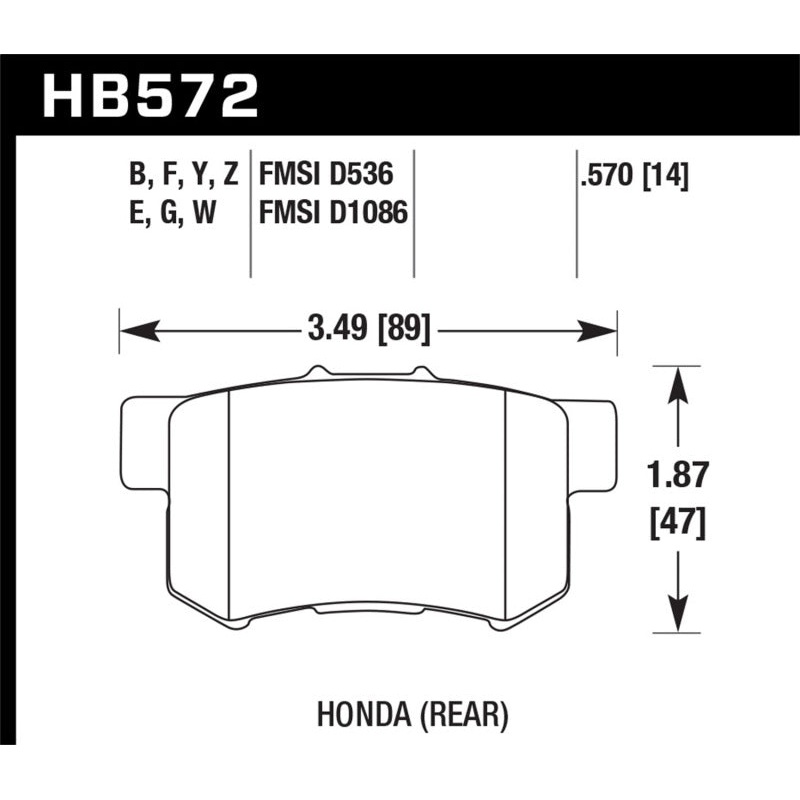 Hawk 2001-2003 Acura CL Type-S HPS 5.0 Rear Brake Pads