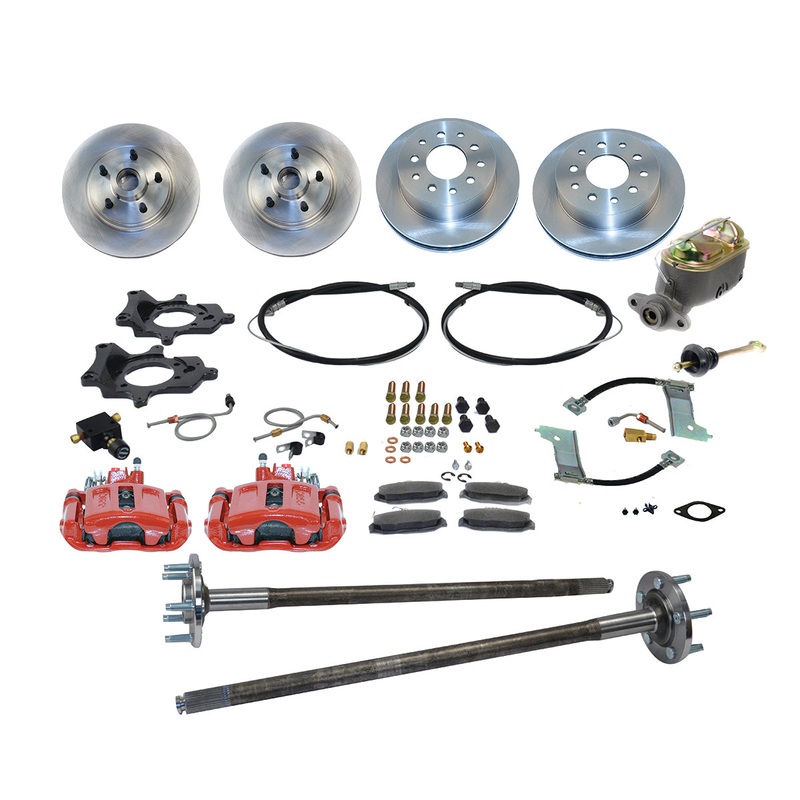 New Direct Fit 4 Wheel Drum to Disc Brake Conversion Kit W/Rotors (5 Lug). Red A112-93XR