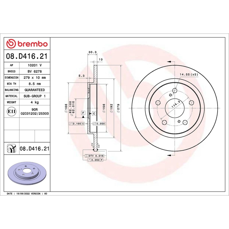 PRIME UV Coated Rear Disc Brake Rotor – 08.D416.21