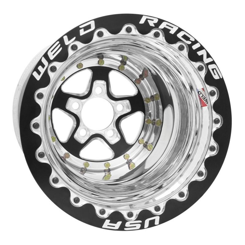 Weld Alumastar 2.0 15×10 / 5×4.5 BP / 4in. BS Polished Wheel – Black Double Bead Lock MT