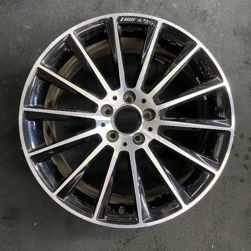 19″ MERCEDES C-CLASS 17 205 Type Cpe C300 19×8.5 14 spoke black accents Original OEM Wheel Rim