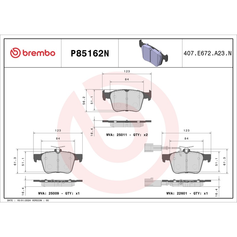 PRIME Ceramic Rear Disc Brake Pad Set – P85162N
