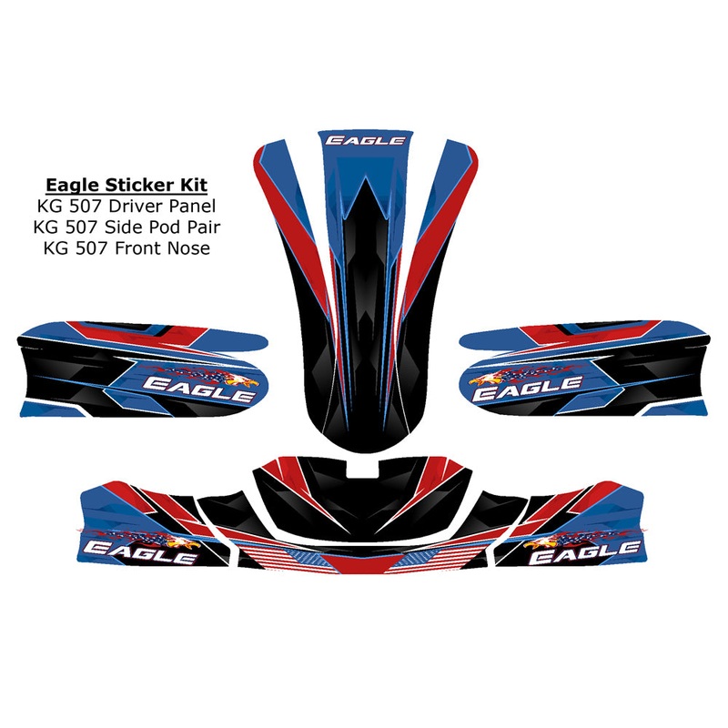 Eagle Kart KG 507 or 508 Driver Panel, 507 Side Pods, 507 Nose CIK Complete Sticker Kit