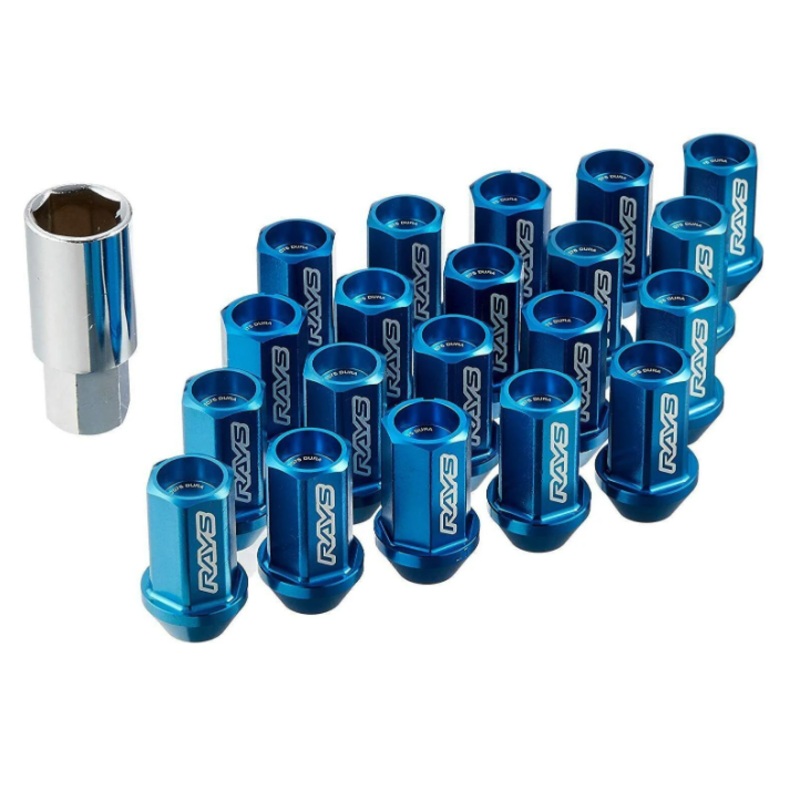 RAYS Dura-Nut L42 Straight Type 14×1.50 Lug Nut Set 16 Lug 4 Lock Set – Blue
