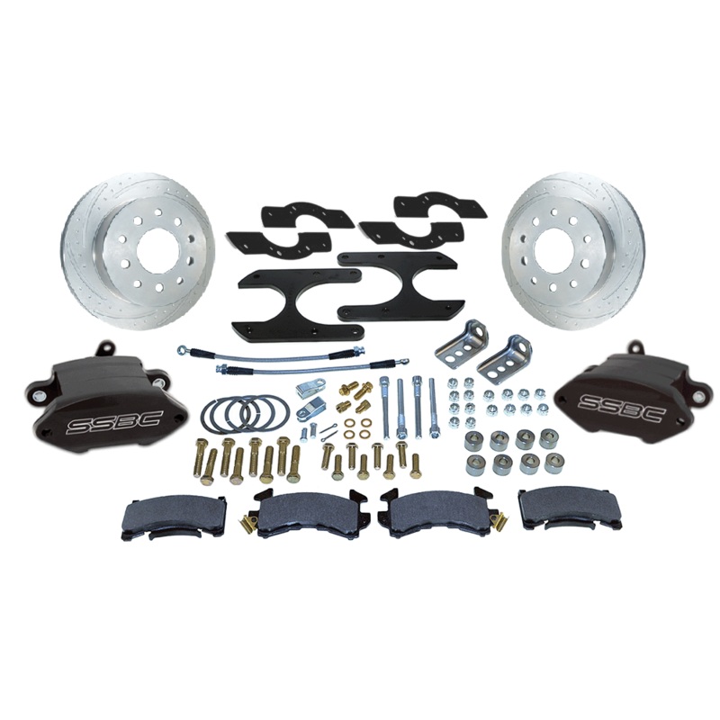 American Made Sport R1 Billet Aluminum Rear Drum to Disc Brake Conversion Kit W/Rotors. Black A110-11BK