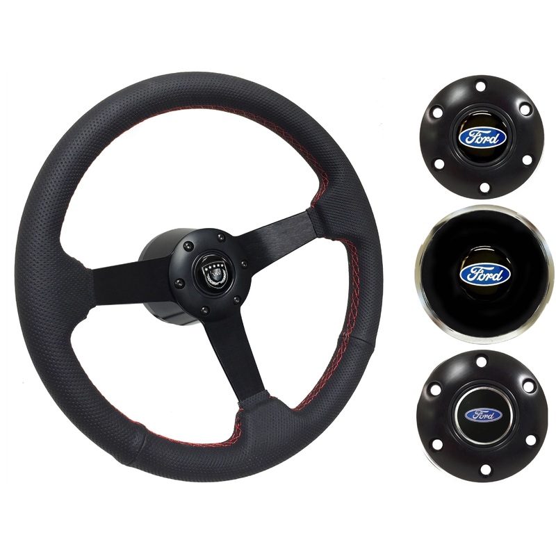 1970-79 Ford Ranchero Steering Wheel Kit | Perforated Black Leather | ST3602RED