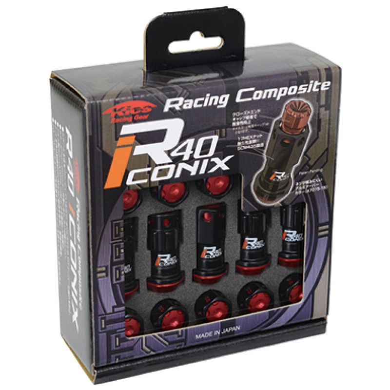 Project Kics R40 Iconix Lug Nuts Black with Red Cap 14×1.50 (16+4 Locks)