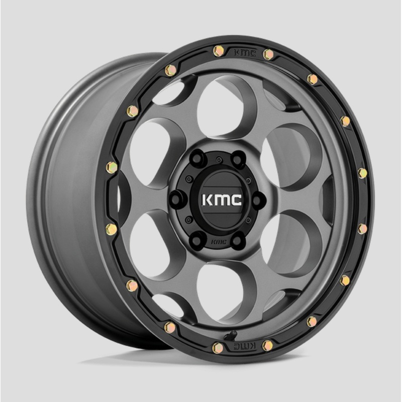 17×9.0 KMC Dirty Harry KM541 Satin Gray w/Black Lip