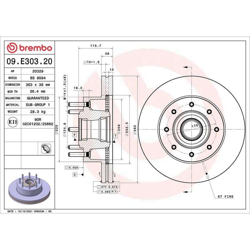 PRIME Front Disc Brake Rotor – 09.E303.20