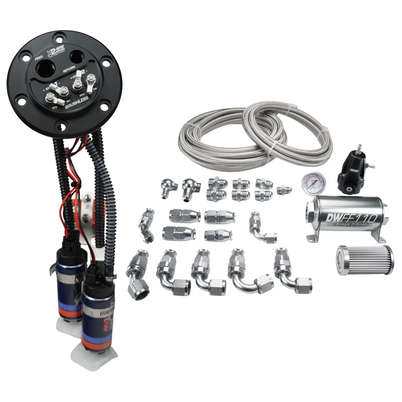 Deatschwerks X2 Series Fuel Pump Hanger w/ Dual DW420 Pumps/PTFE Plumbing kit for 92-00 Honda Civic
