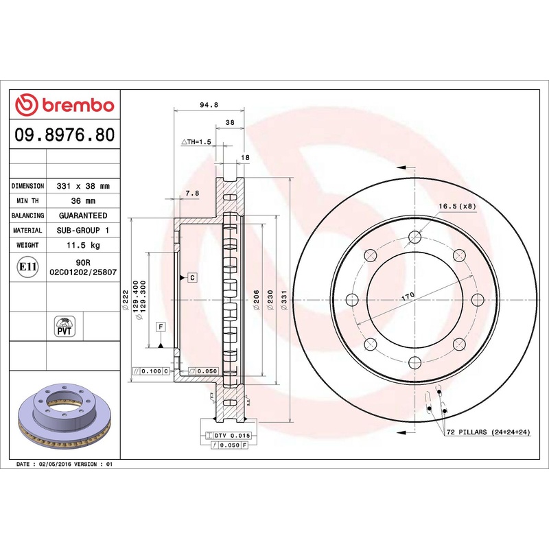 PRIME Front Disc Brake Rotor – 09.8976.80