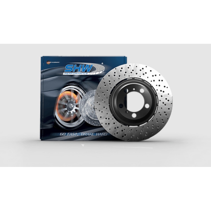 SHW 15-18 BMW M3 3.0L Right Front Cross-Drilled Lightweight Brake Rotor (34112284810)