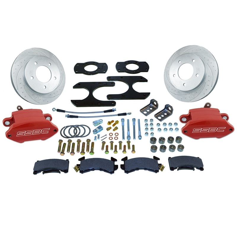American Made Sport R1 Billet Aluminum Rear Drum to Disc Brake Conversion Kit W/Rotors. Red A111-21R