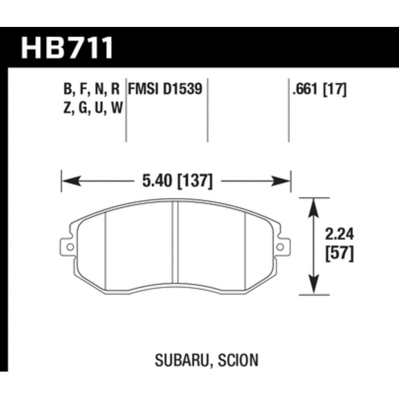 STREET Hawk Brake Pads FRONT Subaru , Scion
