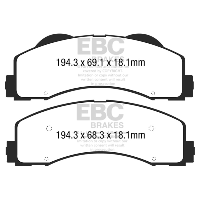 EBC 15+ Ford F150 2.7 Twin Turbo (2WD) Extra Duty Front Brake Pads