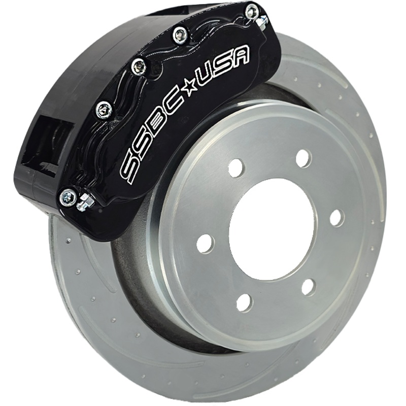 American Made B6-Brawler LT Direct Fit 6-Piston Billet Aluminum Front Caliper Disc Brake Kit w/DS Rotors. Black A415-30BLK-DS