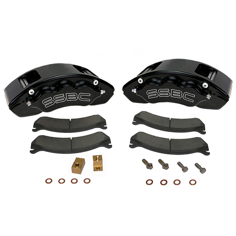 American Made V6-Barbarian 6 Piston Direct Fit Aluminum Billet Front Caliper Upgrade Kit. Black A193-2BK