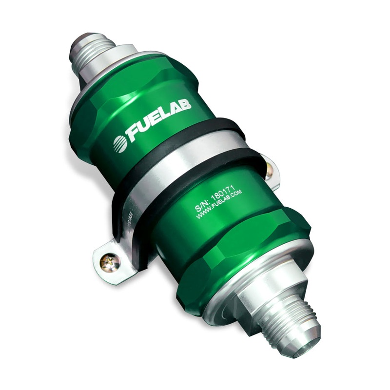 Fuelab 818 In-Line Fuel Filter Standard -12AN In/Out 40 Micron Stainless – Green