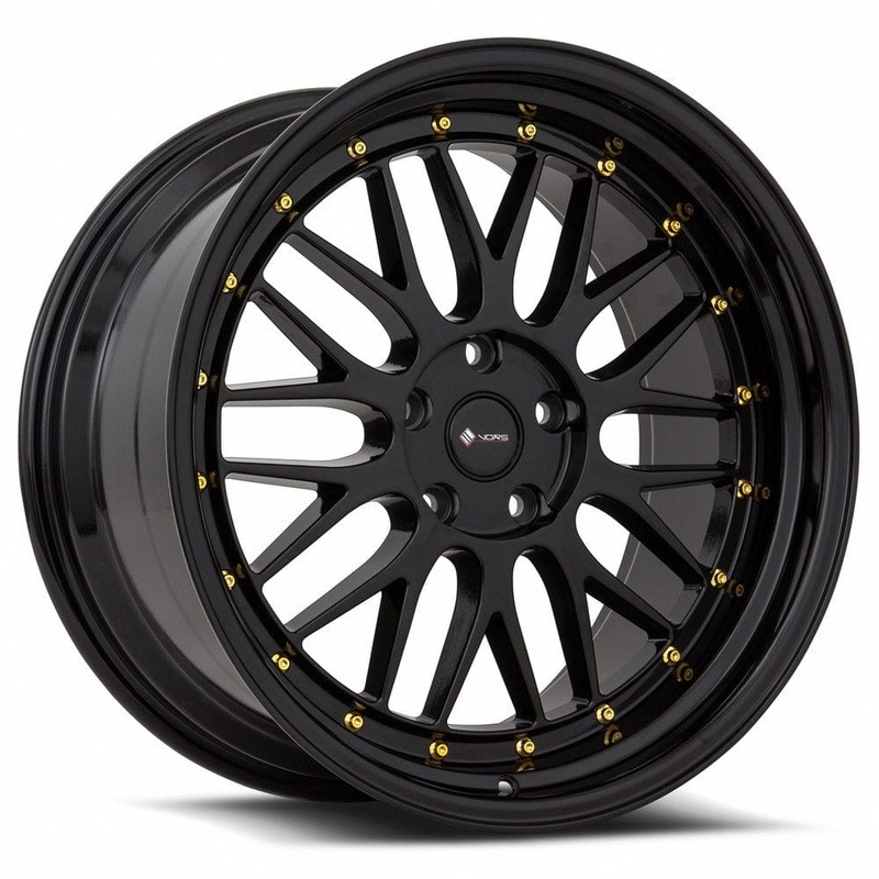 VORS VR8 19″ 5×110 All Black Gold Rivet
