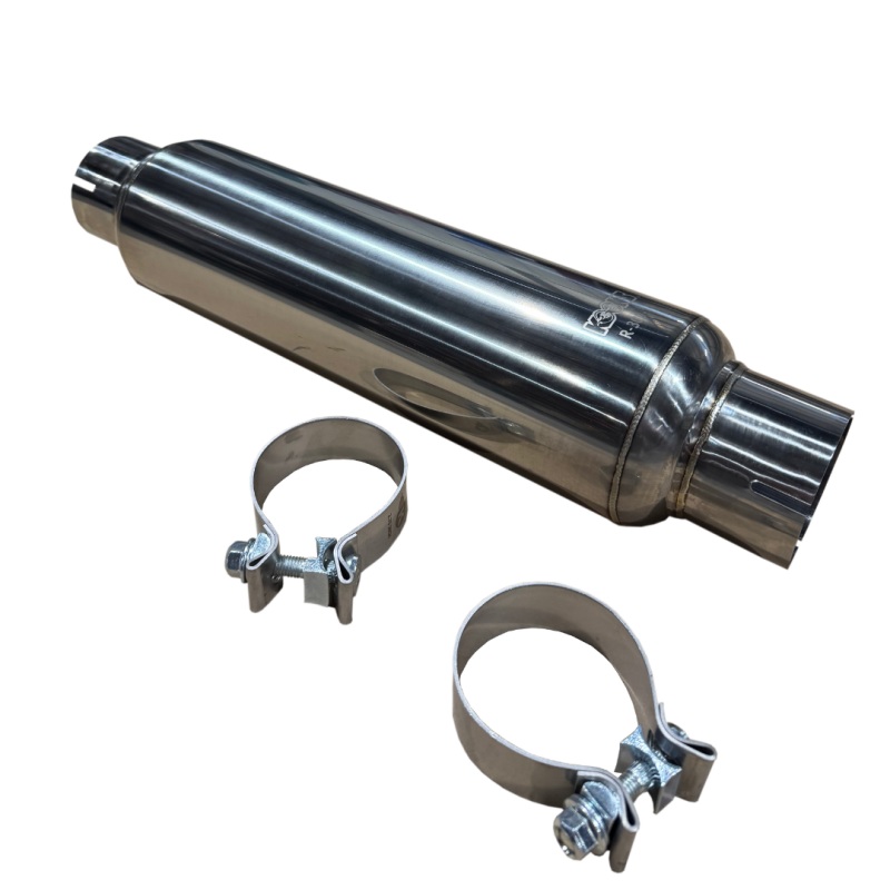 Kooks 3in. Round Clamp In Muffler 14in. Long Polished Stainless Steel