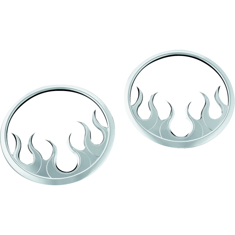 Kuryakyn Flame Speaker Grills For 14-Up Touring Models Chrome