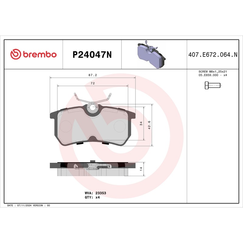 PRIME Ceramic Rear Disc Brake Pad Set – P24047N