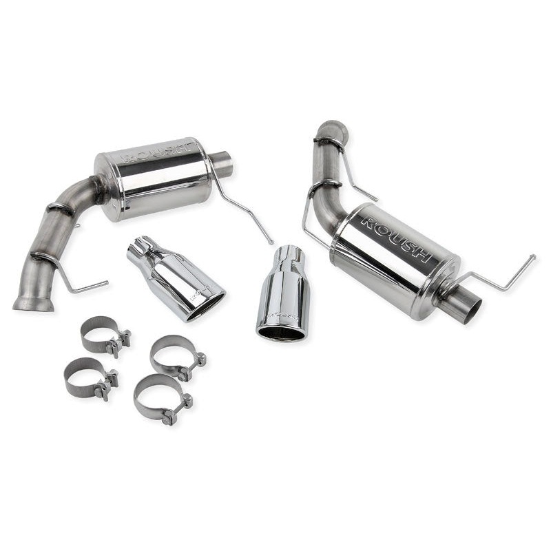 ROUSH 2011-2014 Ford Mustang V6 Enhanced Sound Dual Axle-Back w/ Round Tips