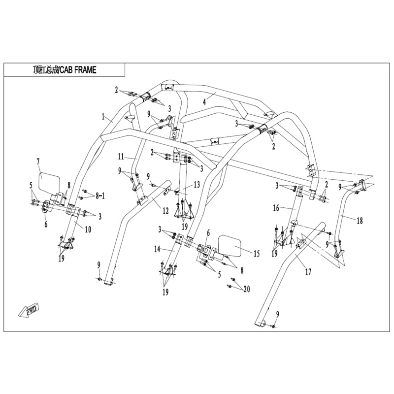 Front Cab Frame. (Truck Freight) (Replaces 7000-230400-1Bb0) by CF Moto