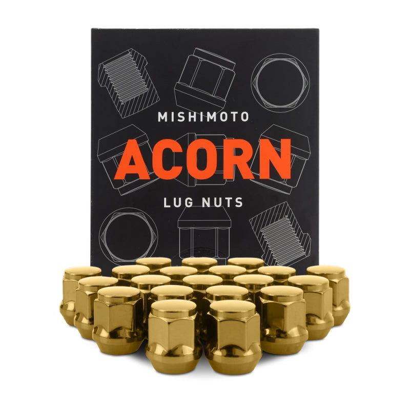 Mishimoto Steel Acorn Lug Nuts M12 x 1.5 – 20pc Set – Gold