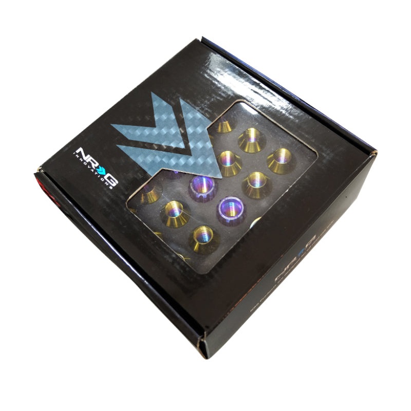 NRG 200 Series M12 X 1.25 Titanium Lug Nut Set – 21 Pc w/Lock Key Socket – Neochrome