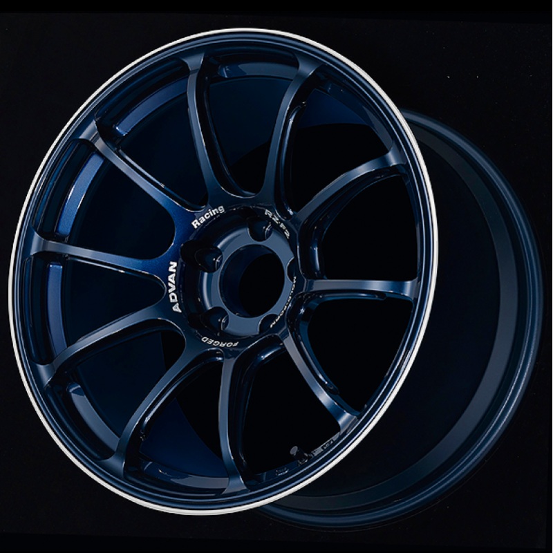 Advan RZ-F2 18×9.5 +12 5-114.3 Racing Titanium Blue and Ring Wheel