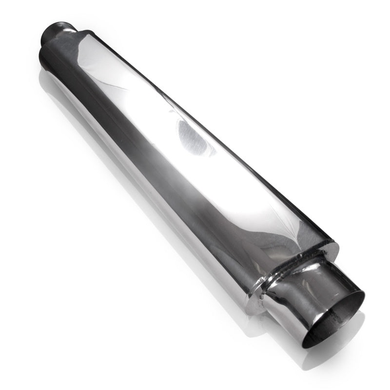 Stainless Works Smooth Oval Muffler – 24in Long 2 1/2in ID Inlets Both Ends