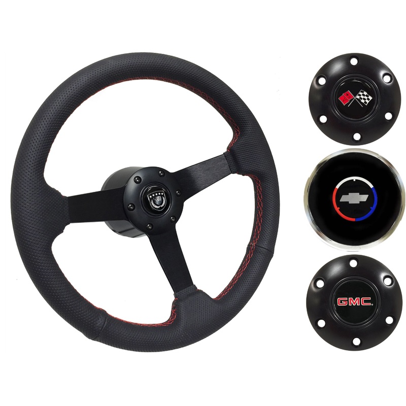 1960-73 Chevy Truck, GMC Steering Wheel Kit | Perforated Black Leather | ST3602BLK