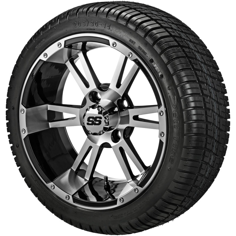 LSI 14″ Raptor Black & Machined Wheel and Low Profile Tire Combo