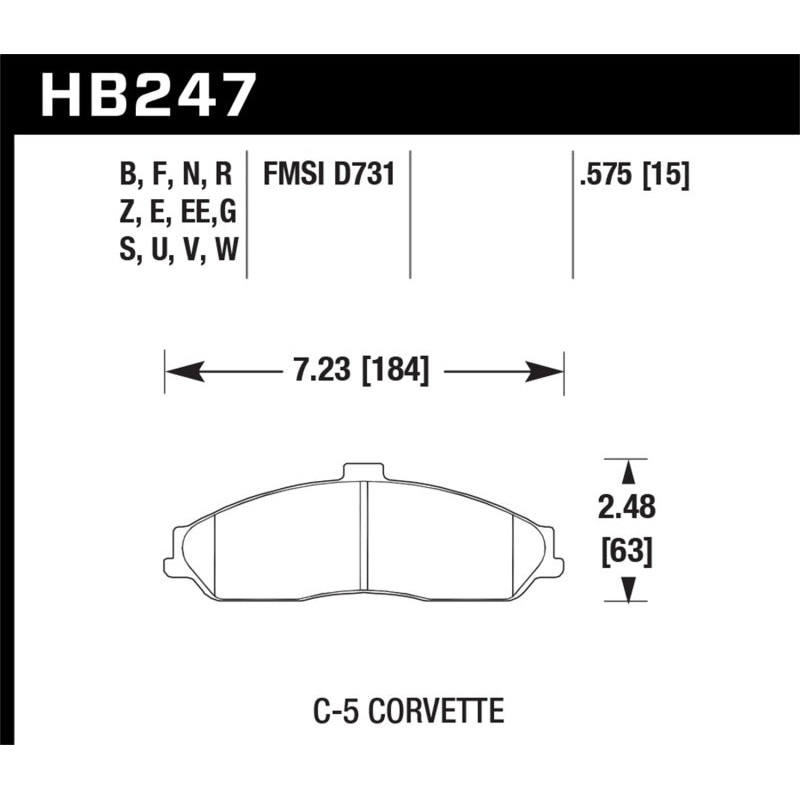 Hawk 2008-2009 Cadillac XLR Platinum HPS 5.0 Front Brake Pads
