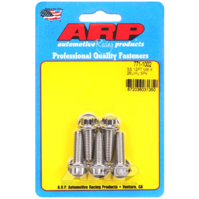 ARP M8 x 1.25 x 25 12pt SS Bolts (5/pkg)