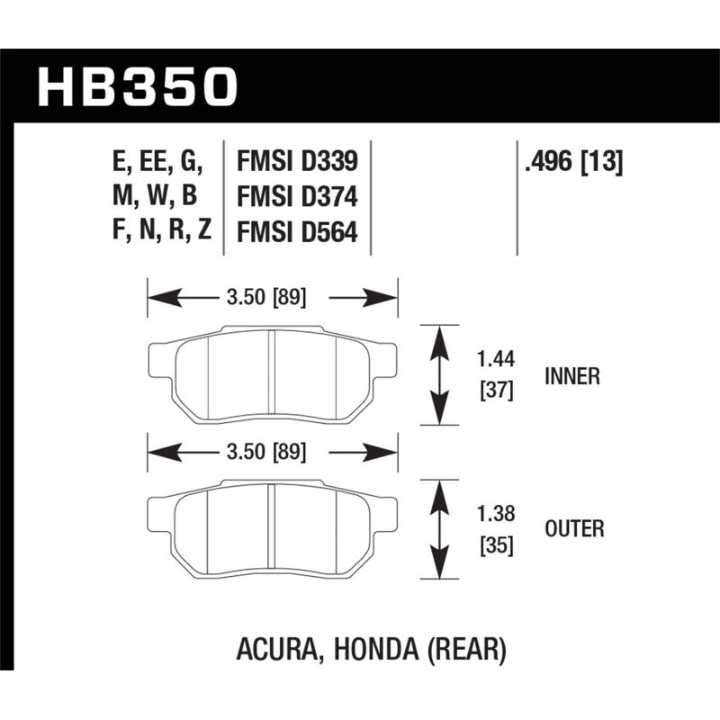 Hawk 90-01 Acura Integra (excl Type R) / 98-00 Civic Coupe Si HPS Street Rear Brake Pads