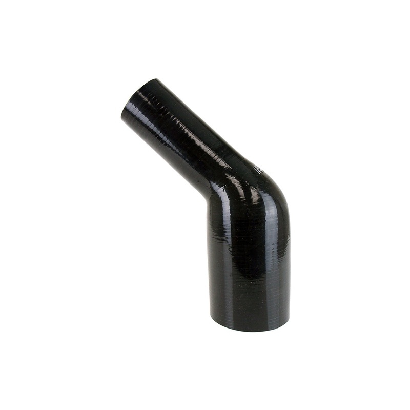 HPS 2″ – 2-1/4″ 4-ply Reinforced Silicone 45 Elbow Reducer Coupler | Universal (HTSER45-200-225-BLK)