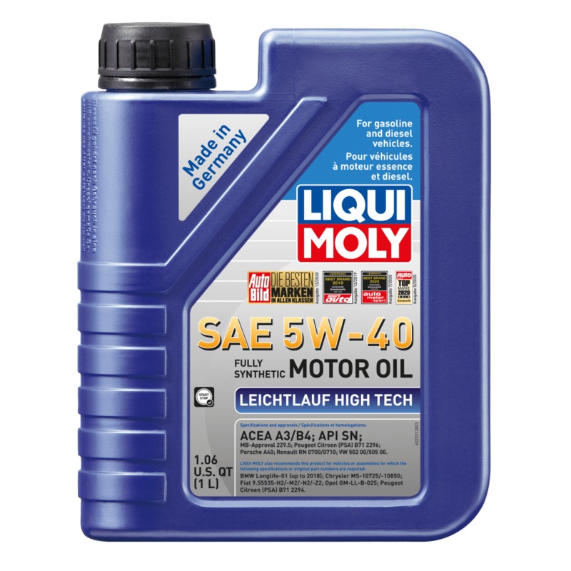 LIQUI MOLY 1L Leichtlauf (Low Friction) High Tech Motor Oil 5W40 – Case of 6