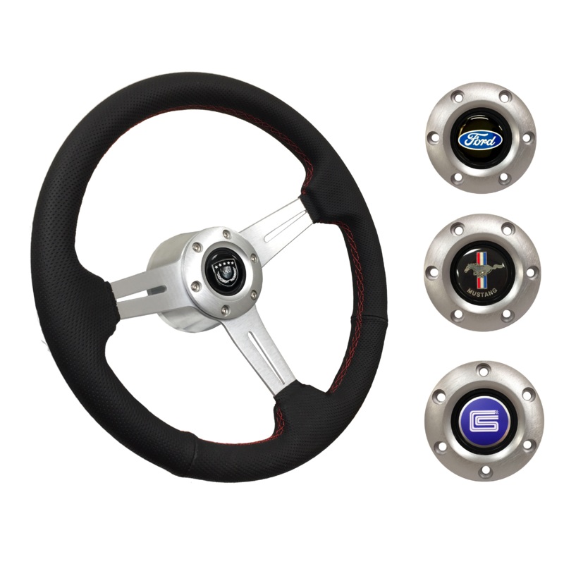1979-82 Ford Mustang Steering Wheel Kit | Perforated Leather | ST3587BLK-RED