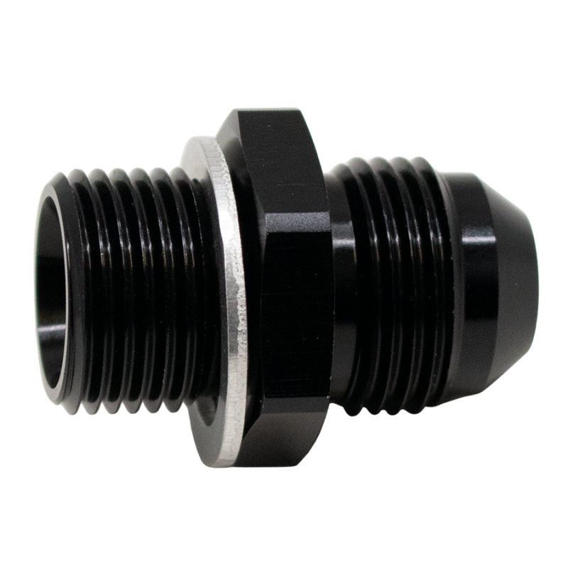 DeatschWerks 8AN Male Flare to M18 X 1.5 Male Metric Adapter (Incl Washer) – Anodized Matte Black