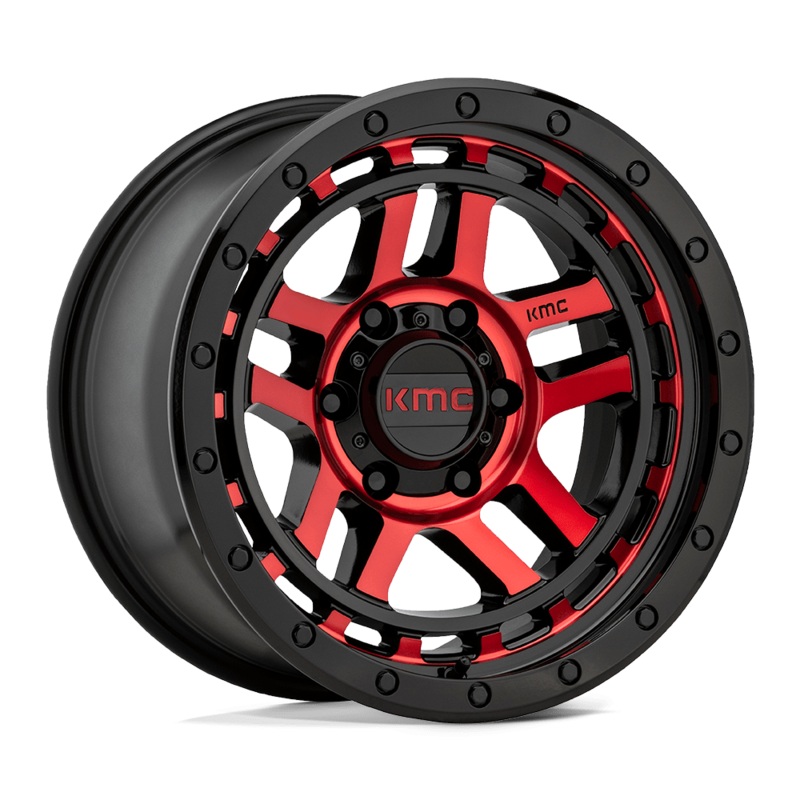 KMC Wheels KM540 Recon 18″ 5×127 Gloss Black Machined With Red Tint