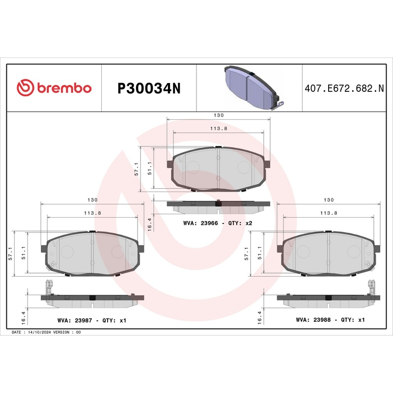 PRIME Ceramic Front Disc Brake Pad Set – P30034N