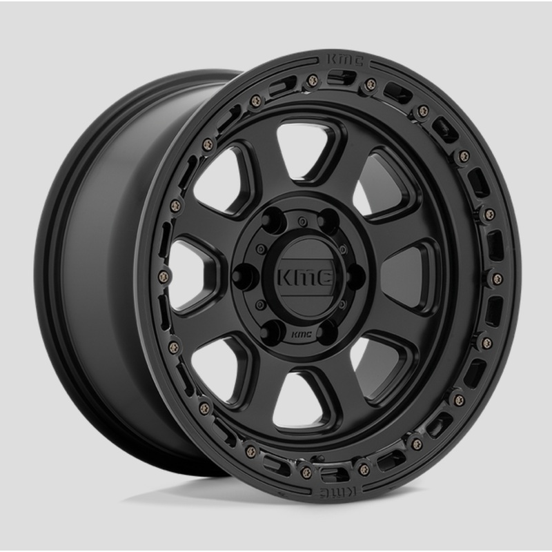 18×9.0 KMC Chase KM548 Satin Black w/ Gloss Black Lip