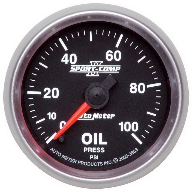 Autometer Sport-Comp II 52mm 0-100 PSI Electronic Oil Pressure Gauge Universal | 3653
