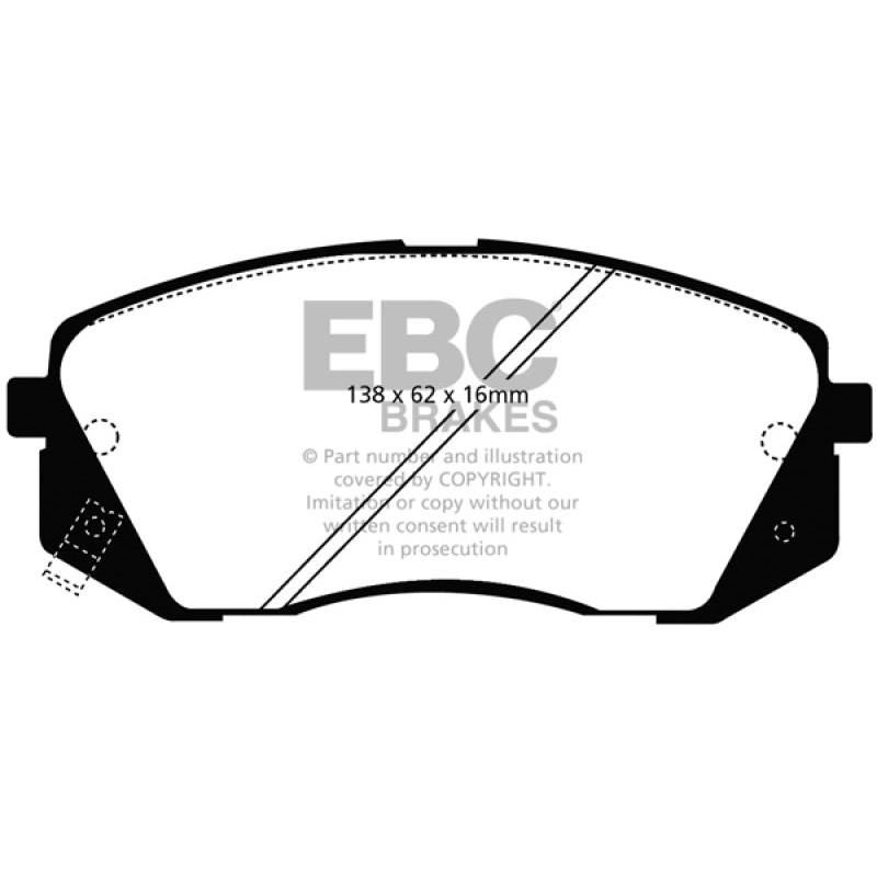 EBC 15+ Hyundai Sonata 1.6 Turbo (Elec Park Brake) Greenstuff Front Brake Pads