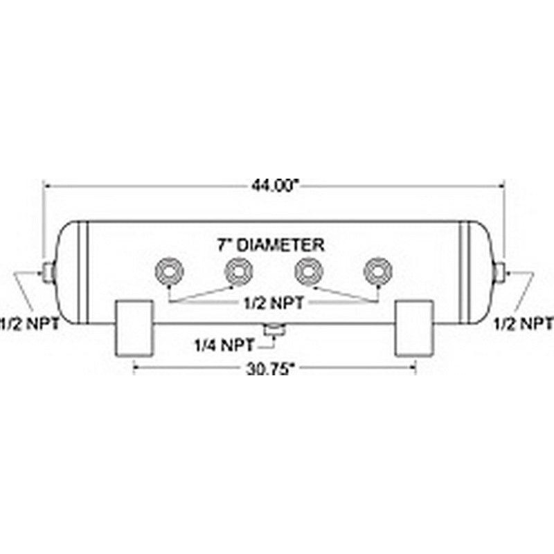 Firestone Air Tank 20 Gallon 12in. x 44in. (6) 1/2in. NPT Ports 150 PSI Max – Black (WR17609277)
