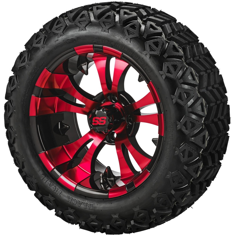 LSI 14″ Warlock Black & Red Wheel and Lifted Tire Combo